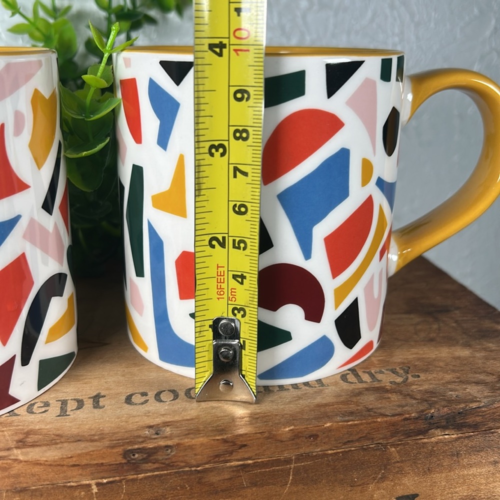 Room Essentials Multicolor Mugs with Gold Handles Mosaic Design 16 oz Mugs NWT - Picture 10 of 12